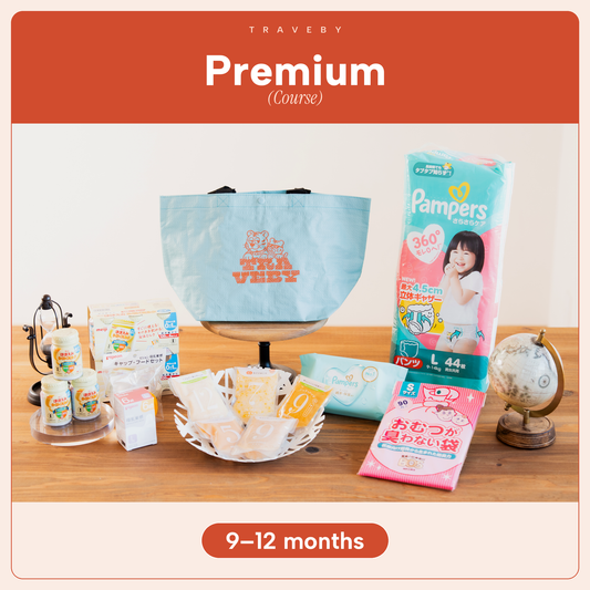 Traveling set for babies aged 9 to 12 months